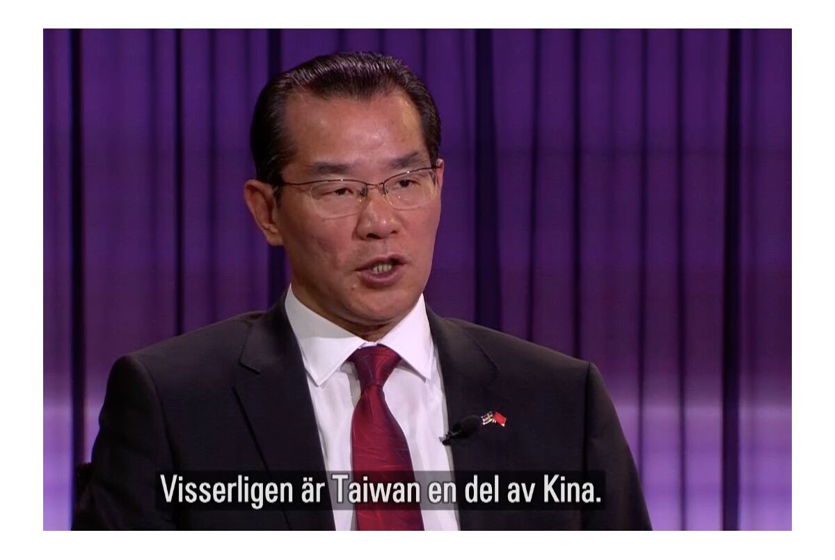 Chinese ambassador to Sweden again says Taiwan is not part of China, this time on TV