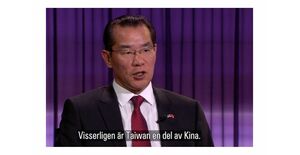 Chinese ambassador to Sweden again says Taiwan is not part of China, this time on TV